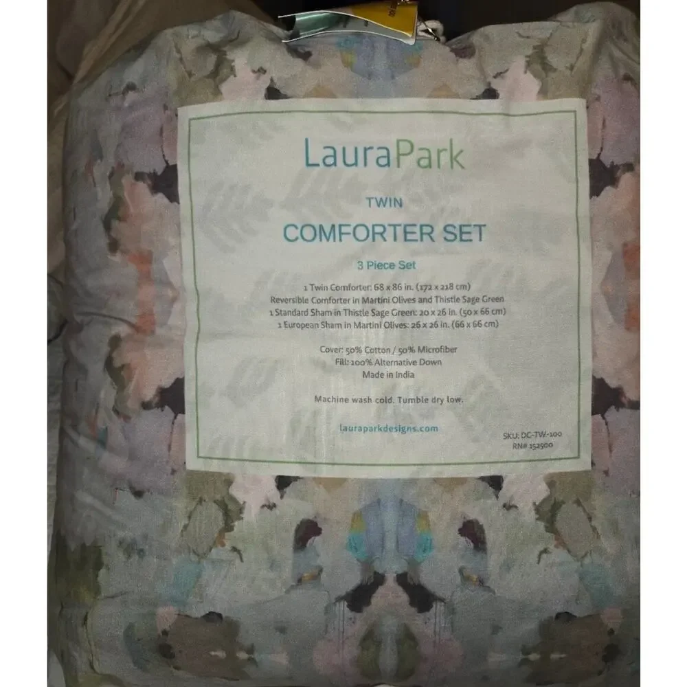 Laura Park $460 Martini Olives Comforter Twin 3 piece Set
